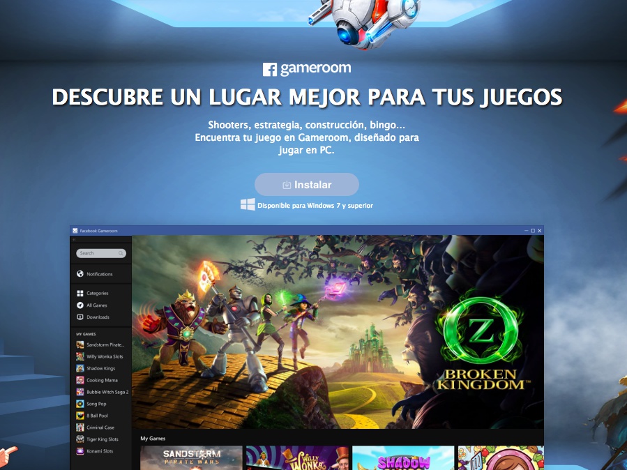 Gameroom es compatible con Windows 7 en adelante. 