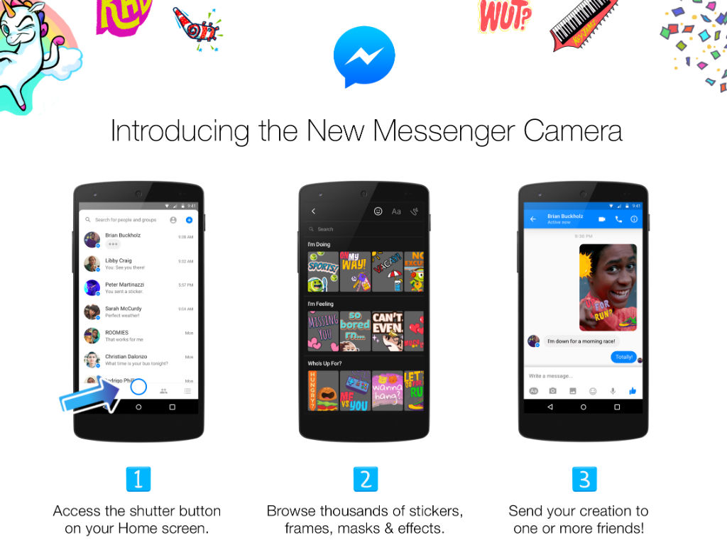 Filtros, stickers, lenses y mucho más en la nueva cámara de Messenger