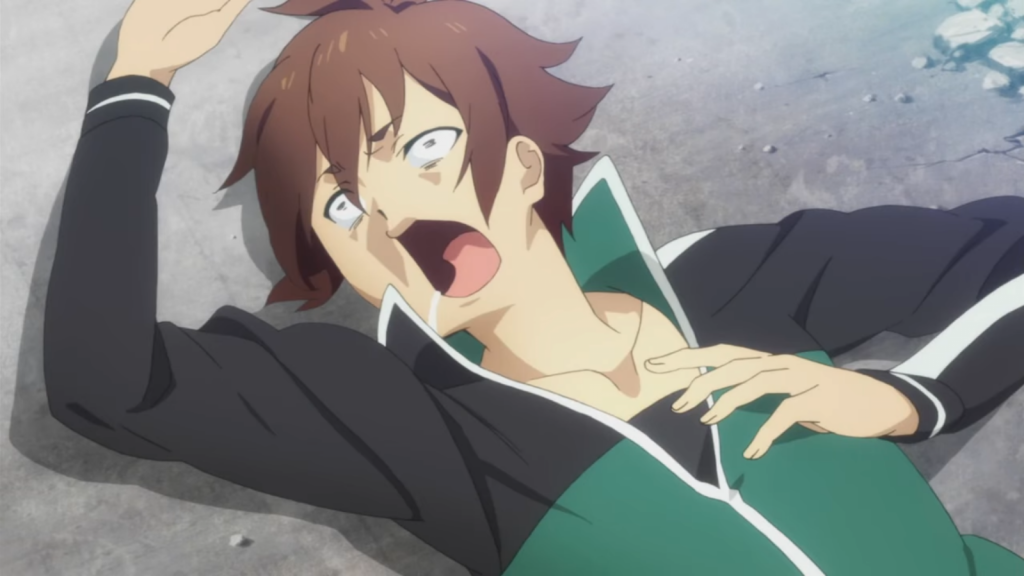 La muerte de kazuma sin duda es una de las más graciosas del anime.