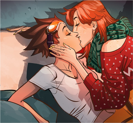 En el cómic se muestra que Tracer y Emily viven juntas.