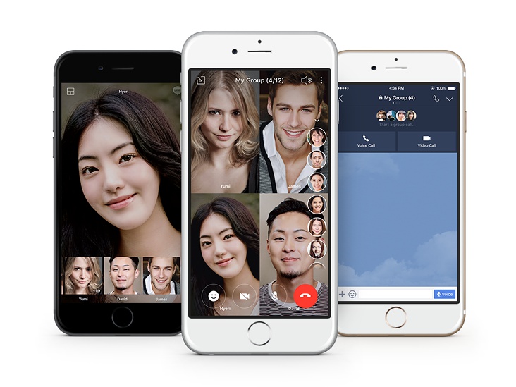 Al igual que Facebook Messenger, Line también presenta sus videollamadas grupales. 