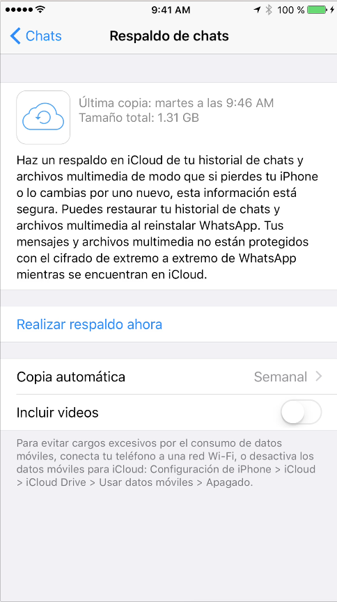 BackUp WhatsApp en iOS