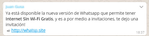 Este es un mensaje típico de una estafa por medio de WhatsApp.