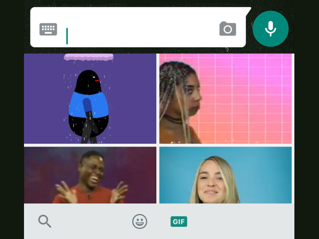 Busca GIF dentro de WhatsApp. 