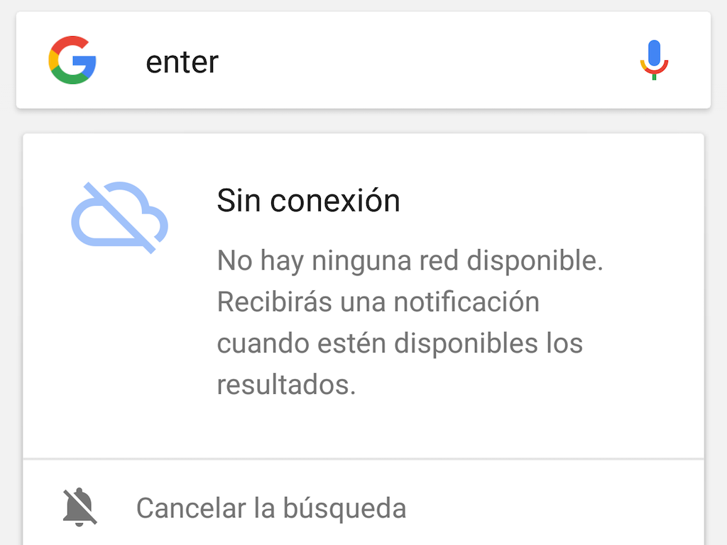 Las búsquedas sin conexión de la app de Google para Android ya están disponibles. 