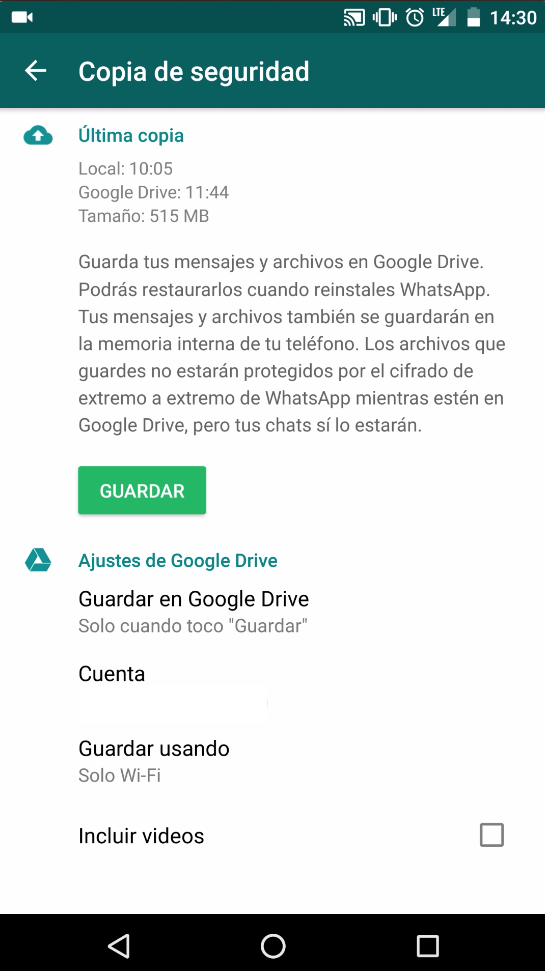 BackUp WhatsApp en Android