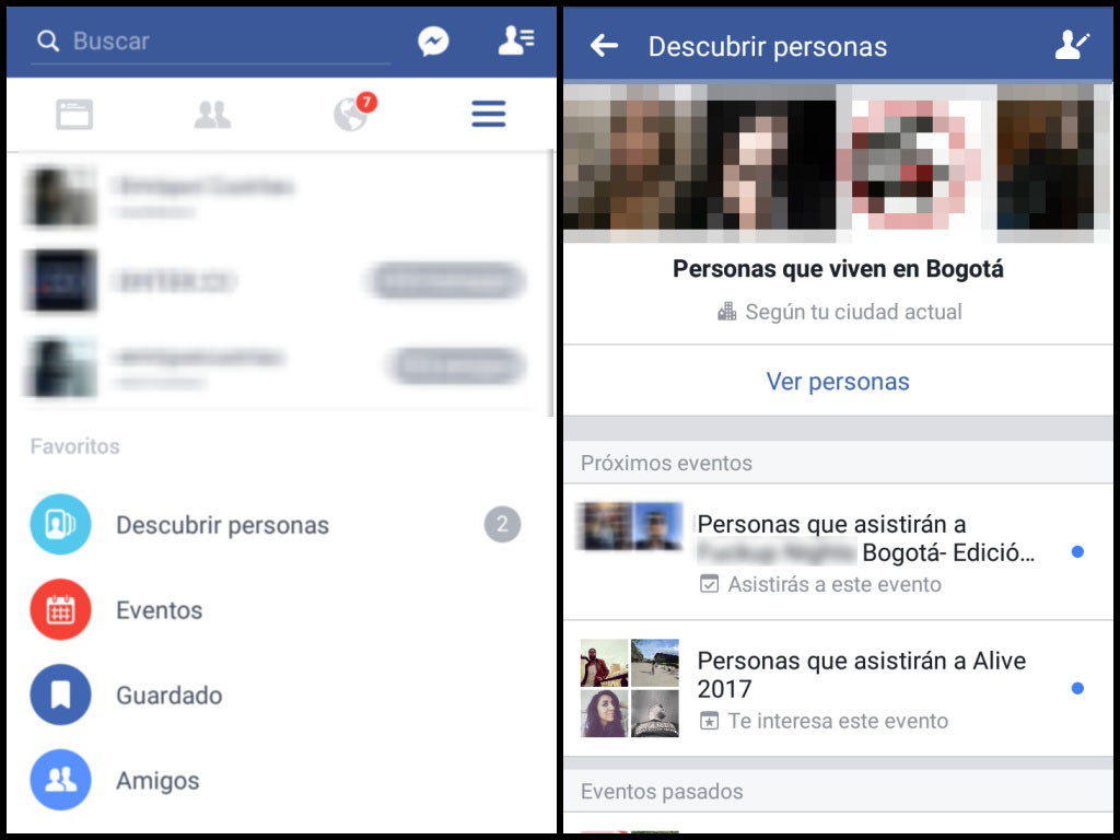 En tu aplicación de Facebook verás la opción descubrir personas en la sección de favoritos.