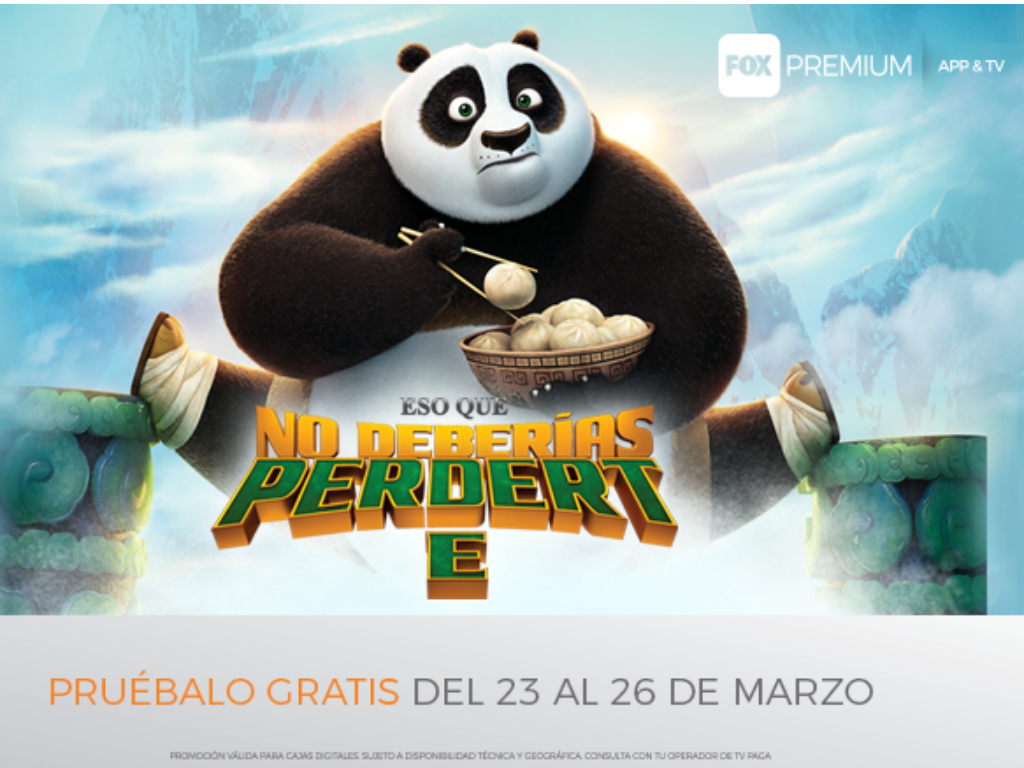 El panda Po se robará la pantalla de Fox Premium app & TV.