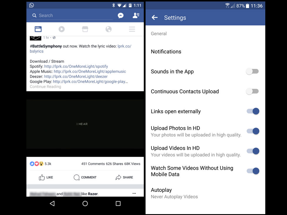 Facebook permitiría la descarga de videos en Android. 