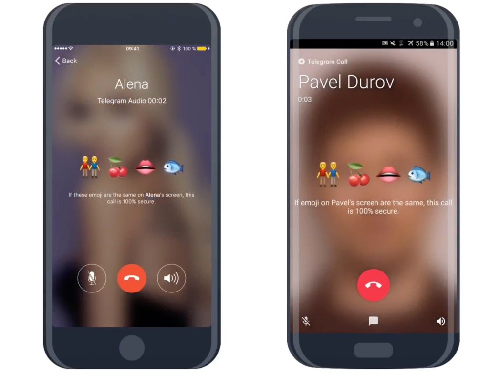 Las llamadas de voz de Telegram tienen cifrado punto a punto que puede ser corroborado por medio de emojis.