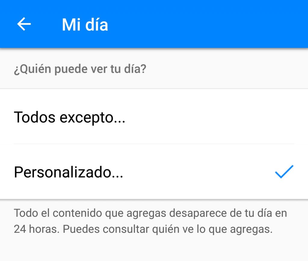 Así puedes escoger el nivel de privacidad de tus publicaciones en Messenger Day. 