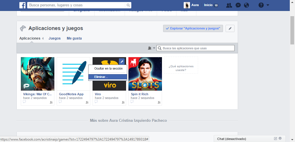 Capturas de pantalla Facebook