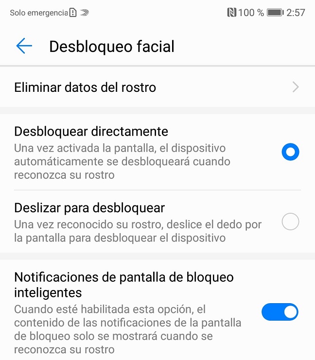 desbloqueo facial