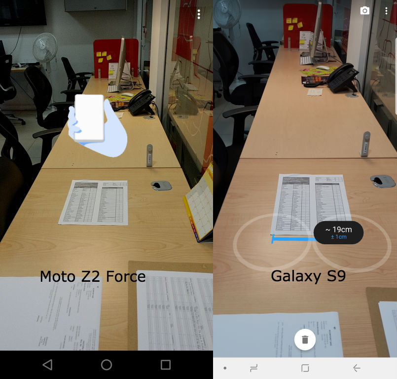 Measure Google Moto Z2 Force Galaxy S9