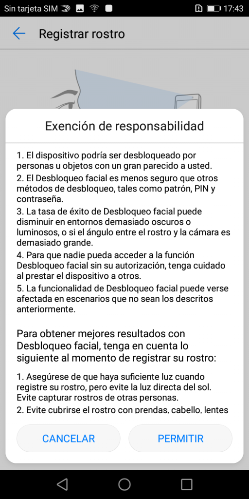 Desbloqueo facial