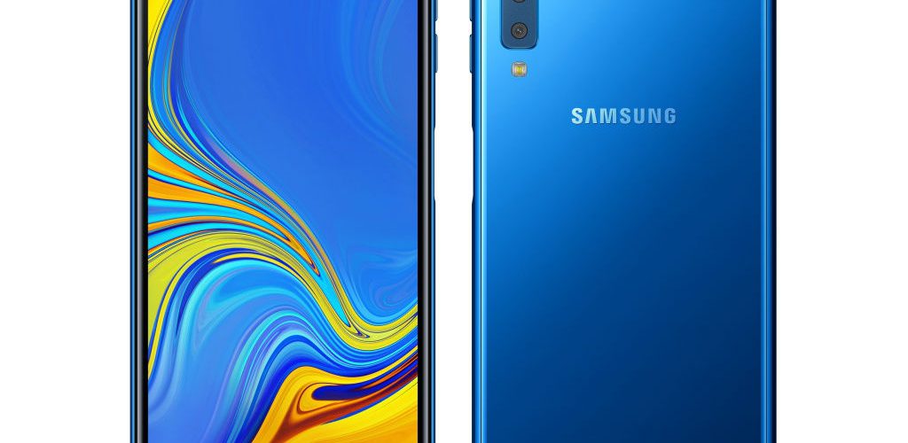 Galaxy A7 azul frontal