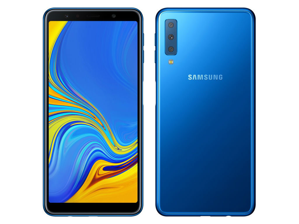 Galaxy A7 azul frontal