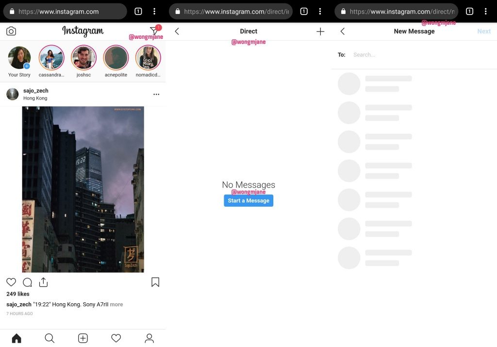 Instagram Direct web