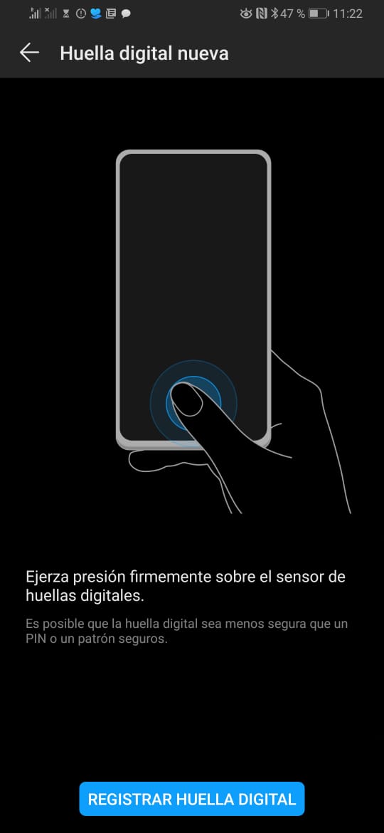 p30 pro lector huella huawei