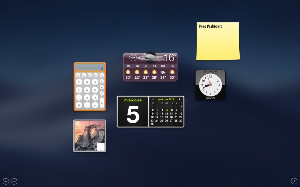 Dashboard macOS Catalina