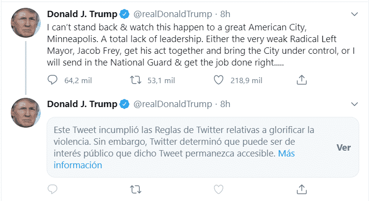 Screenshot de un tuit de Donald Trump