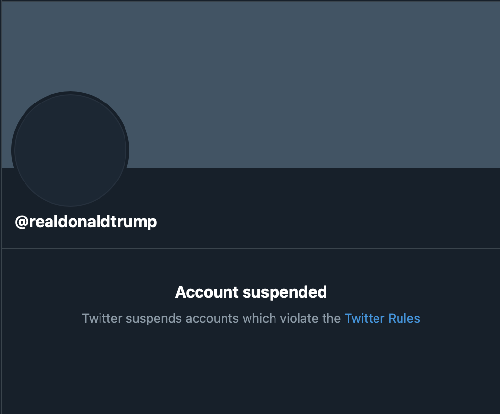 Trump, cuenta Twitter suspendida