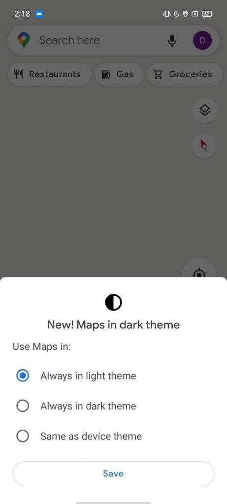 Google Maps tema oscuro+