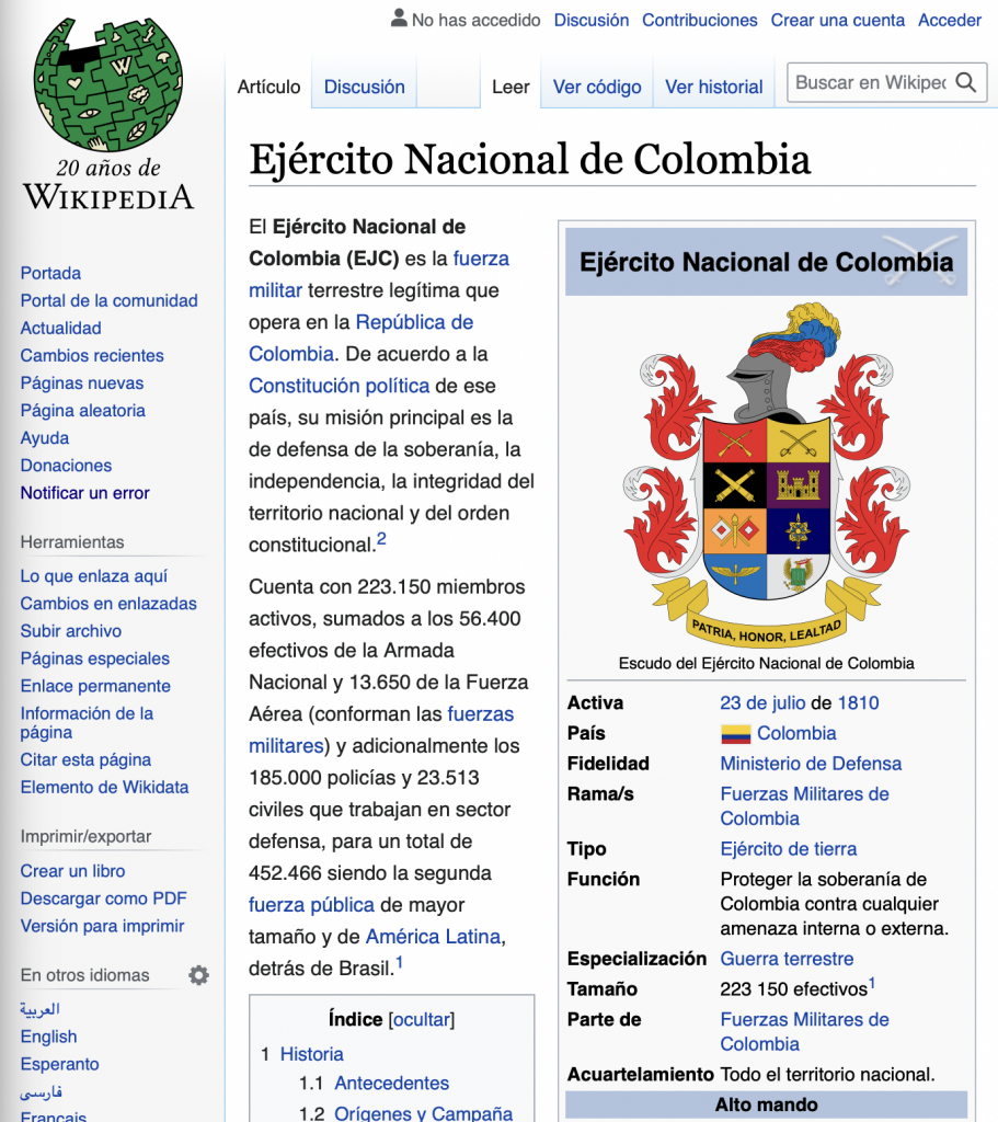 Wikipedia Ejército nacional
