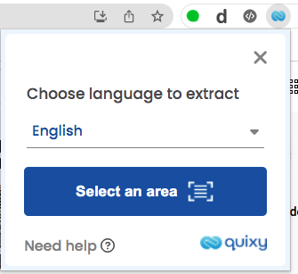 Ubica la extensión, haz clic sobre ella y selecciona el idioma del texto que quieres extraer