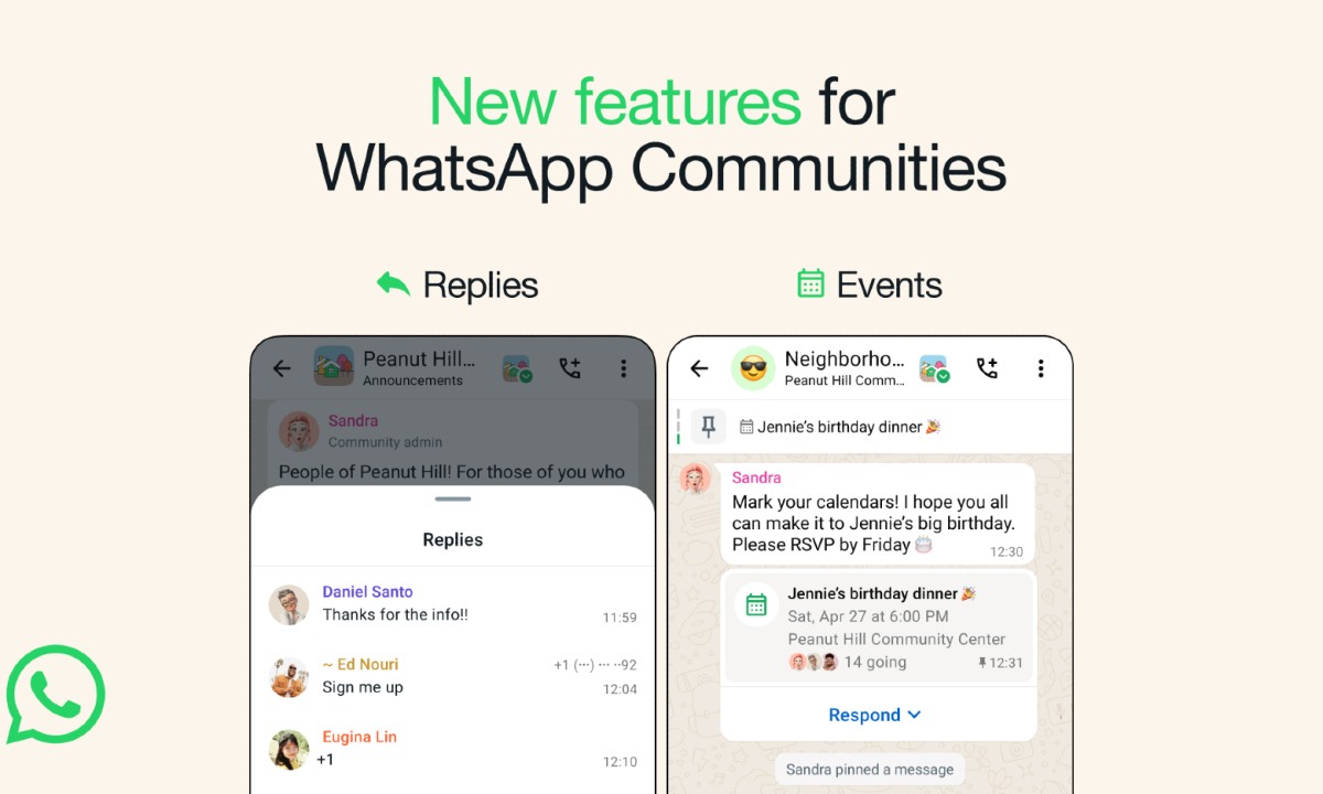 ¿De qué trata la función de organización de eventos en WhatsApp?
