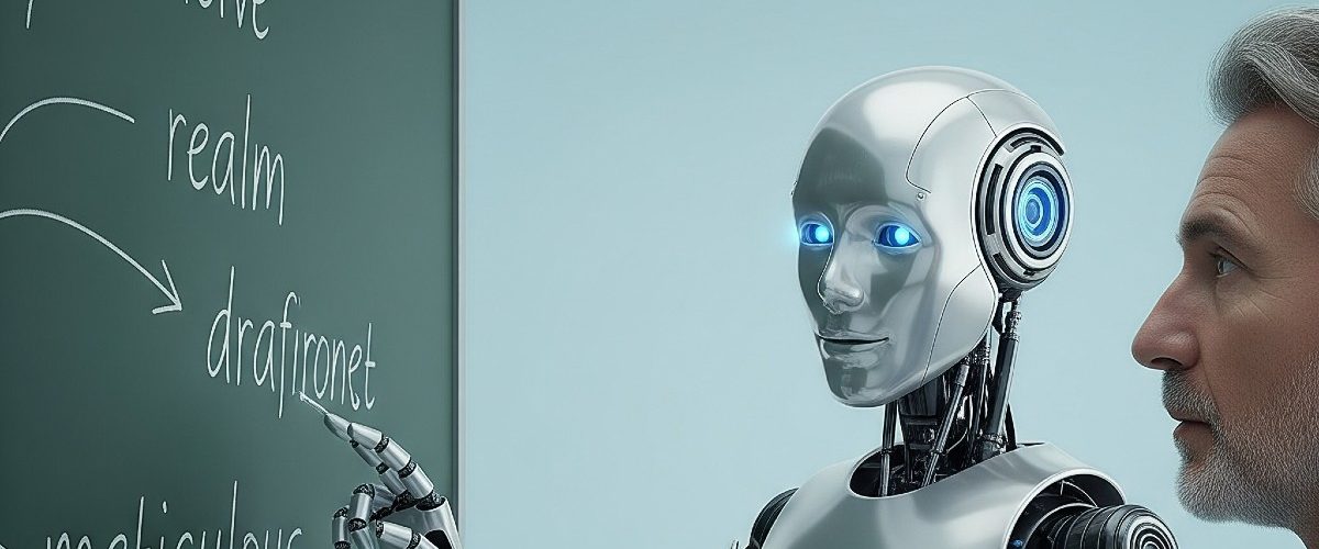 robot, enseñando a humano