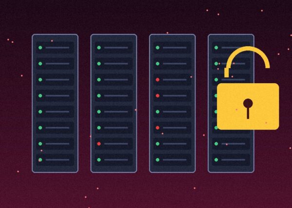 Ilustración de un servidor con una alerta de seguridad, sobre la explotación de las fallas de PHP