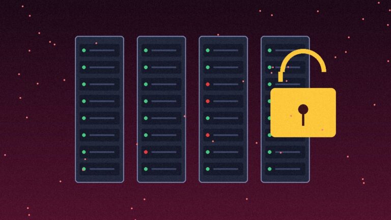 Ilustración de un servidor con una alerta de seguridad, sobre la explotación de las fallas de PHP