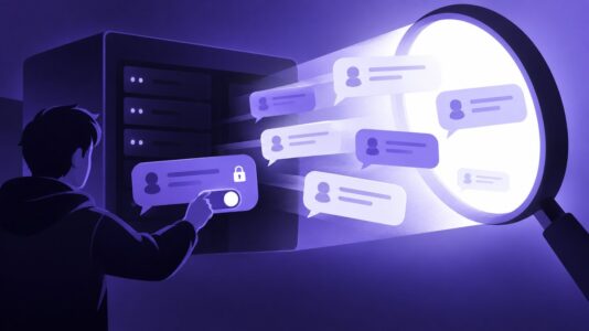 Ilustración de mensajes de Discord expuestos a un buscador web