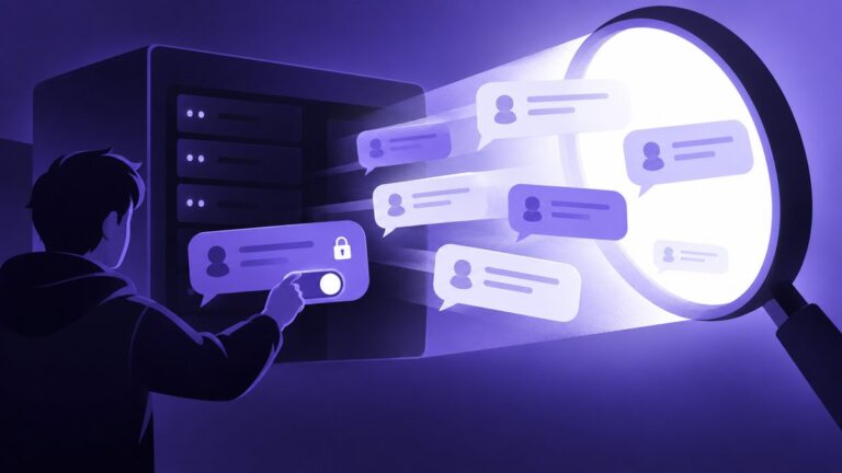 Ilustración de mensajes de Discord expuestos a un buscador web
